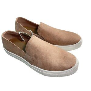 Womens Suede Sneakers Slip On Pink Rose Blush Twin Gore Size 7 u Universal Threa